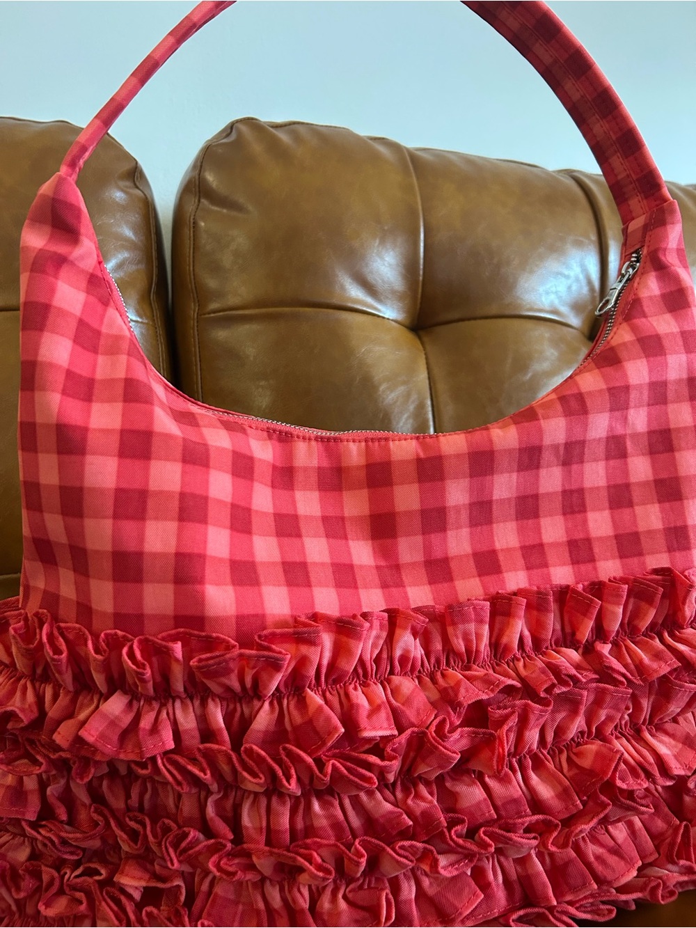 BAGGU x Molly Goddard Ruby Gingham Ruffle Shoulder Bag NWT - Picture 4 of 8